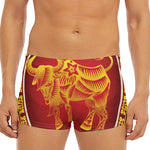 Chinese Ox Zodiac Sign Print Men's Short Boxer Briefs