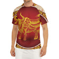Chinese Ox Zodiac Sign Print Men's Short Sleeve Rash Guard