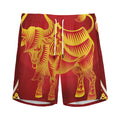 Chinese Ox Zodiac Sign Print Men's Athletic Shorts