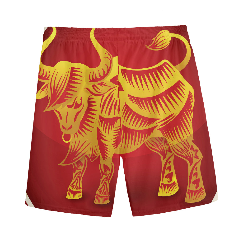 Chinese Ox Zodiac Sign Print Men's Sports Shorts