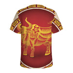 Chinese Ox Zodiac Sign Print Men's Sports T-Shirt