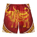 Chinese Ox Zodiac Sign Print Men's Swim Trunks