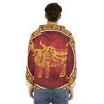 Chinese Ox Zodiac Sign Print Men's Velvet Pullover Hoodie