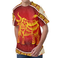 Chinese Ox Zodiac Sign Print Men's Velvet T-Shirt
