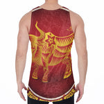 Chinese Ox Zodiac Sign Print Men's Velvet Tank Top