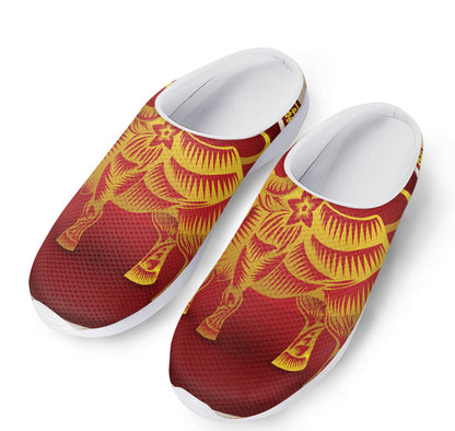 Chinese Ox Zodiac Sign Print Mesh Casual Shoes
