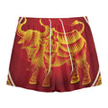 Chinese Ox Zodiac Sign Print Mesh Shorts