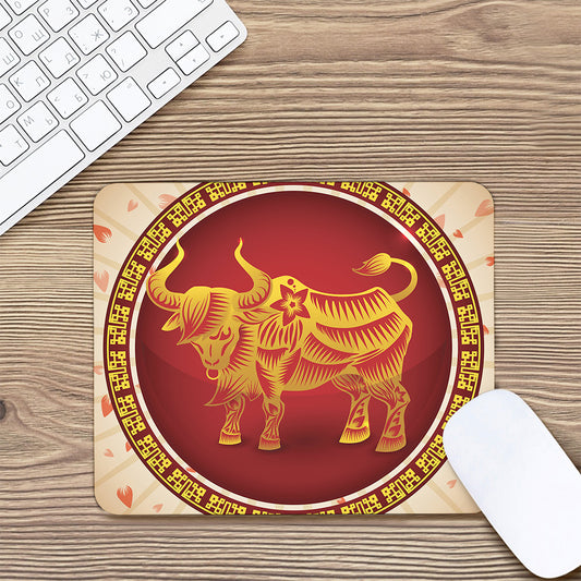 Chinese Ox Zodiac Sign Print Mouse Pad