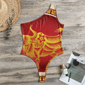 Chinese Ox Zodiac Sign Print One Shoulder Bodysuit