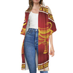 Chinese Ox Zodiac Sign Print Open Front Beach Cover Up