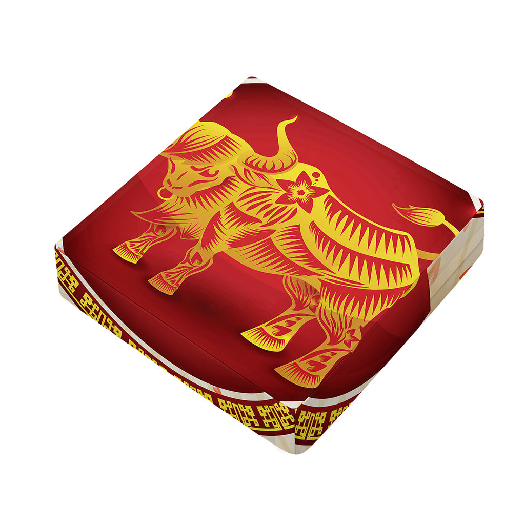 Chinese Ox Zodiac Sign Print Outdoor Seat Cushion Cover