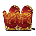 Chinese Ox Zodiac Sign Print Oven Mitts