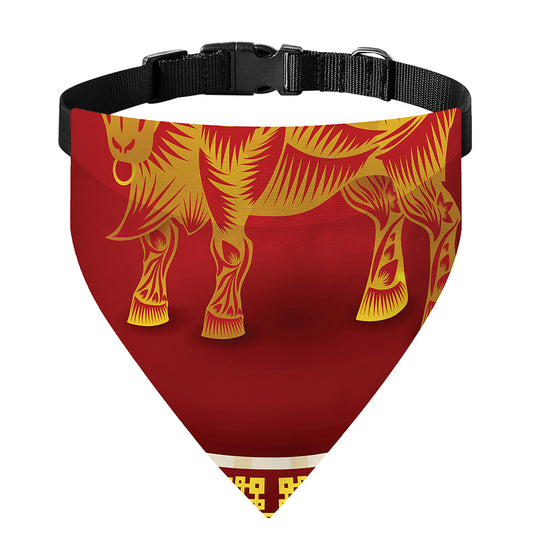 Chinese Ox Zodiac Sign Print Over The Collar Dog Bandana