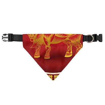 Chinese Ox Zodiac Sign Print Over The Collar Dog Bandana
