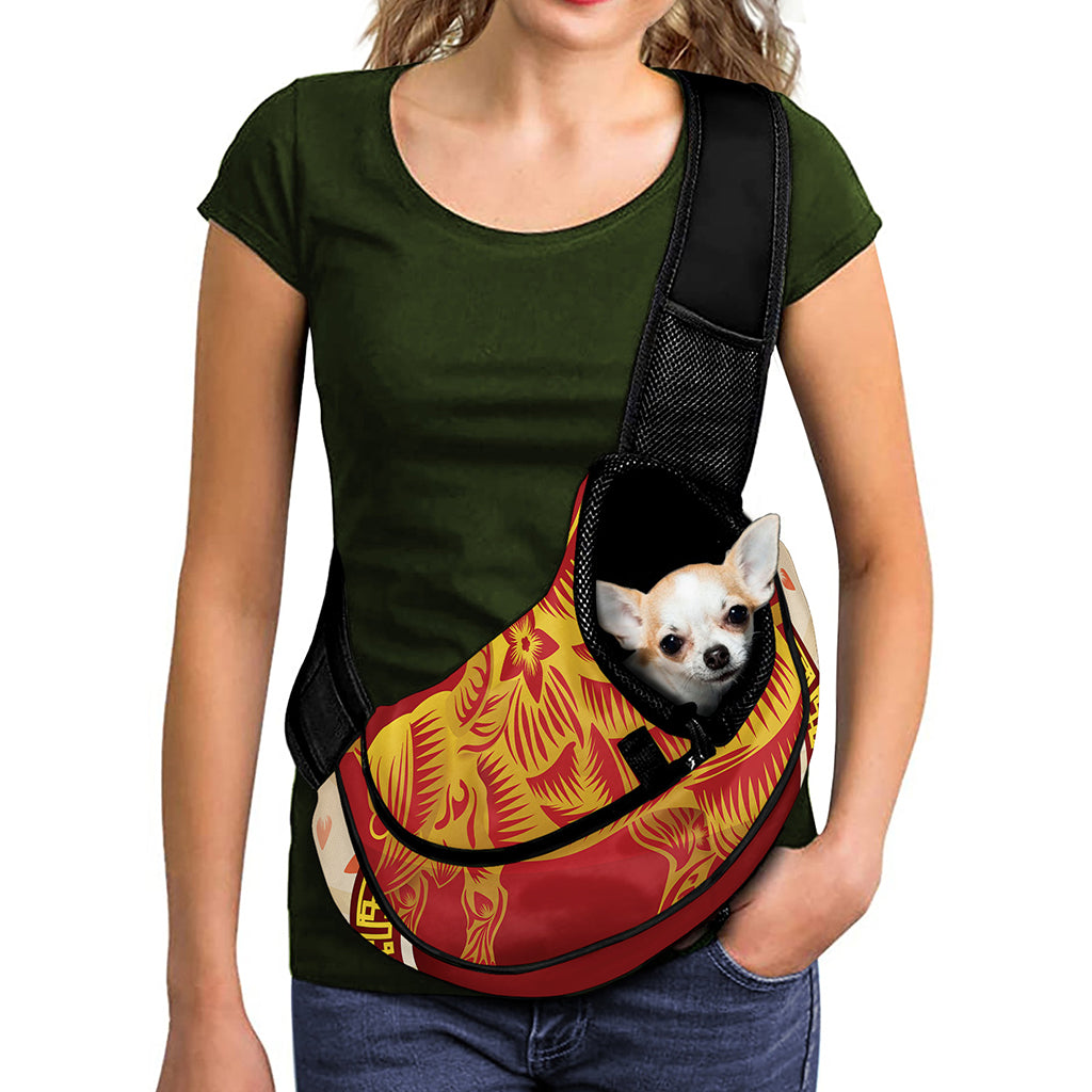 Chinese Ox Zodiac Sign Print Pet Sling Carrier