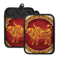 Chinese Ox Zodiac Sign Print Pot Holders With Pocket
