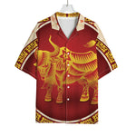 Chinese Ox Zodiac Sign Print Rayon Hawaiian Shirt
