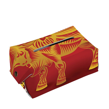 Chinese Ox Zodiac Sign Print Rectangle Tissue Box Cover