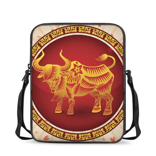 Chinese Ox Zodiac Sign Print Rectangular Crossbody Bag