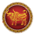 Chinese Ox Zodiac Sign Print Round Blanket