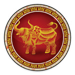 Chinese Ox Zodiac Sign Print Round Floor Mat