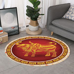 Chinese Ox Zodiac Sign Print Round Rug
