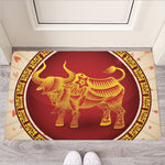 Chinese Ox Zodiac Sign Print Rubber Doormat