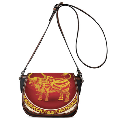 Chinese Ox Zodiac Sign Print Saddle Bag