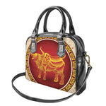 Chinese Ox Zodiac Sign Print Shoulder Handbag
