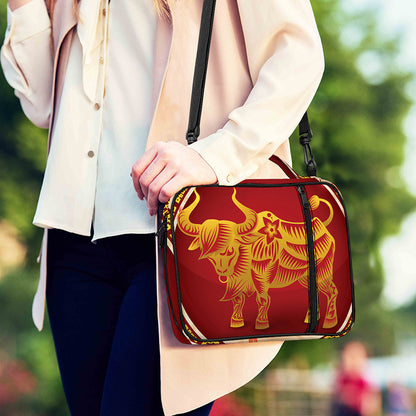 Chinese Ox Zodiac Sign Print Shoulder Strap Bible Bag
