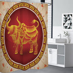Chinese Ox Zodiac Sign Print Shower Curtain