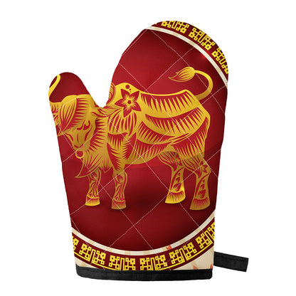 Chinese Ox Zodiac Sign Print Single Oven Mitt