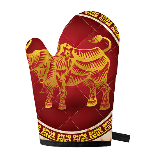 Chinese Ox Zodiac Sign Print Single Oven Mitt