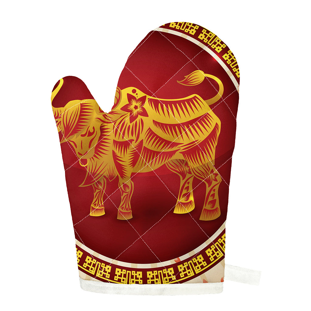 Chinese Ox Zodiac Sign Print Single Oven Mitt
