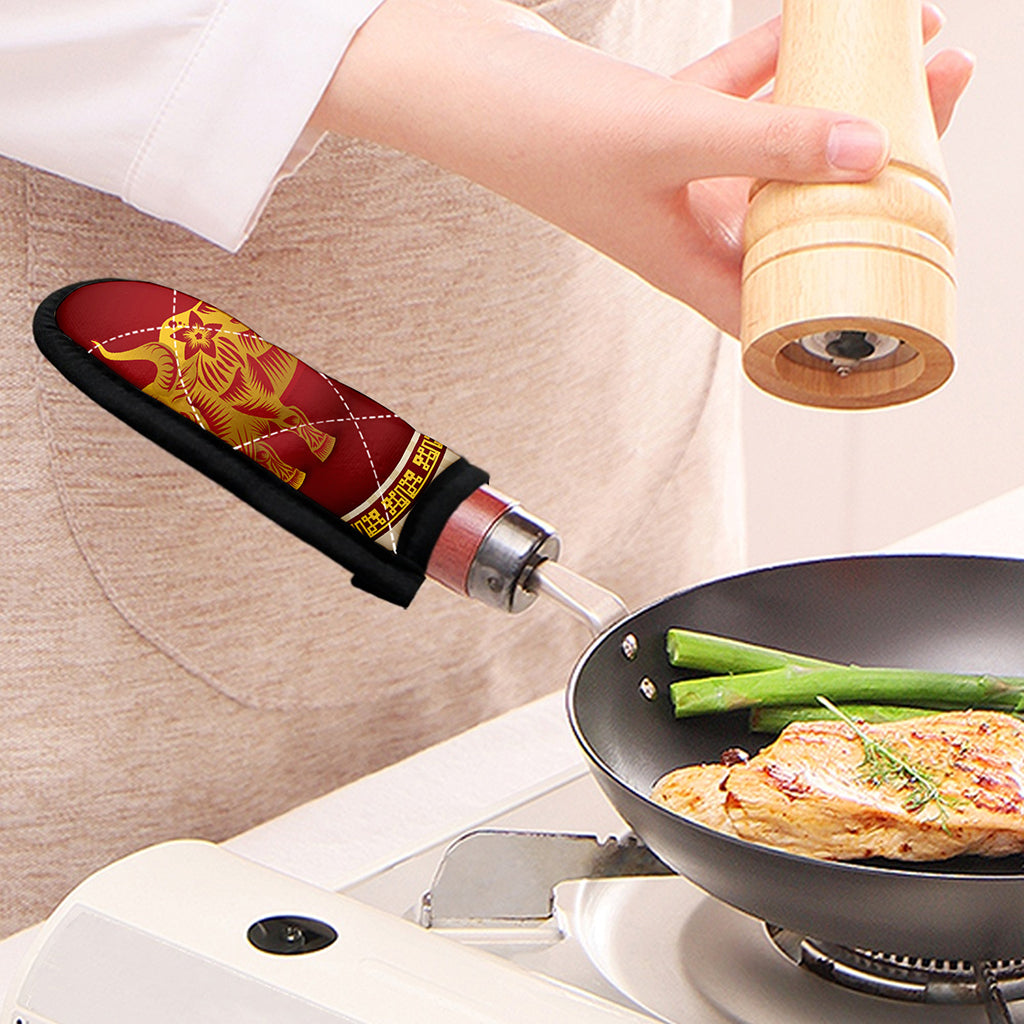 Chinese Ox Zodiac Sign Print Skillet Handle Cover