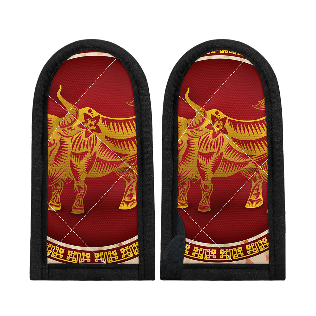 Chinese Ox Zodiac Sign Print Skillet Handle Cover