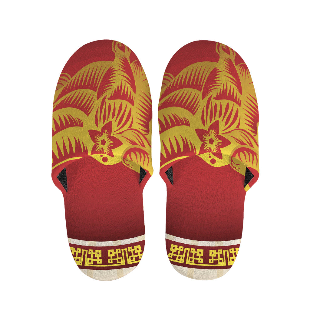 Chinese Ox Zodiac Sign Print Slippers