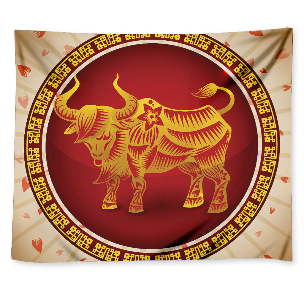 Chinese Ox Zodiac Sign Print Tapestry