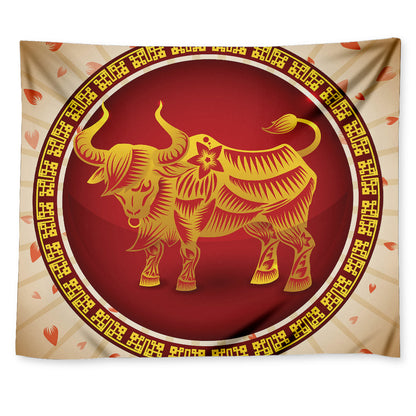Chinese Ox Zodiac Sign Print Tapestry