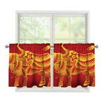 Chinese Ox Zodiac Sign Print Tier Curtains