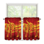 Chinese Ox Zodiac Sign Print Tier Curtains