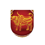 Chinese Ox Zodiac Sign Print Toilet Lid Cover