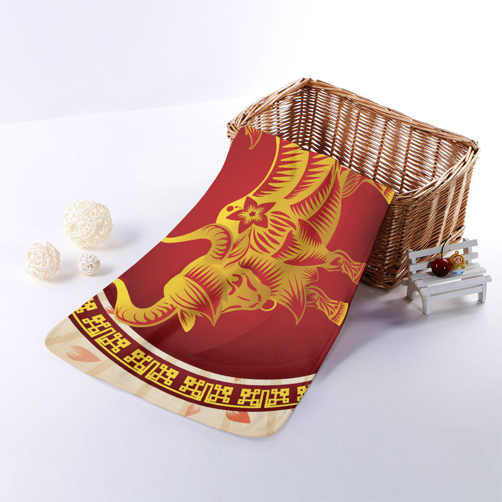 Chinese Ox Zodiac Sign Print Towel