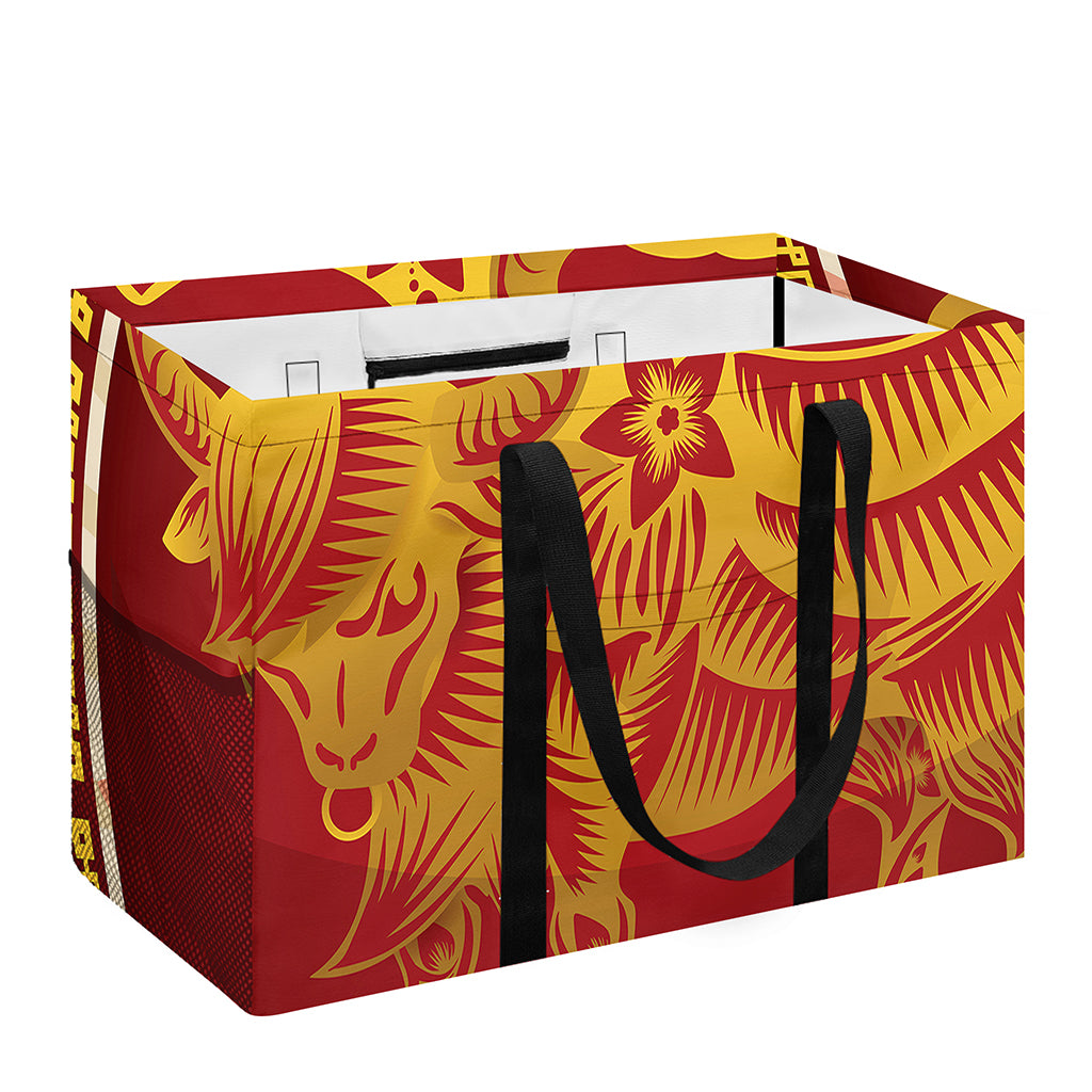 Chinese Ox Zodiac Sign Print Utility Tote Bag