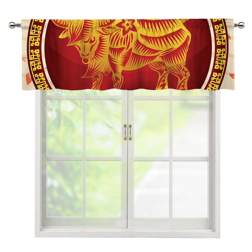 Chinese Ox Zodiac Sign Print Window Valance