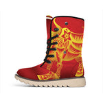 Chinese Ox Zodiac Sign Print Winter Boots