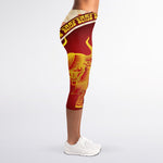Chinese Ox Zodiac Sign Print Women's Capri Leggings