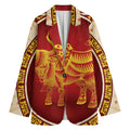 Chinese Ox Zodiac Sign Print Women's Cotton Blazer