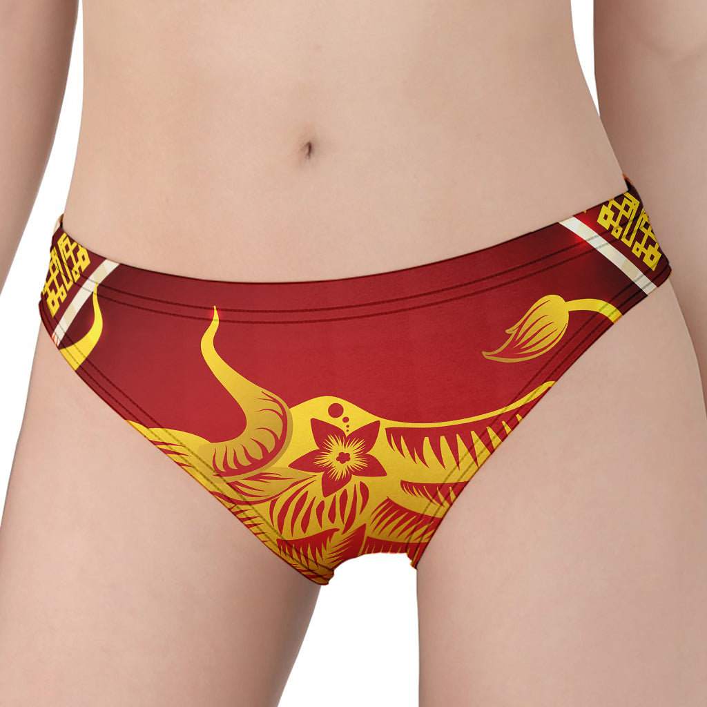 Chinese Ox Zodiac Sign Print Women's Panties