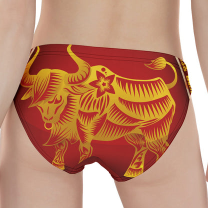 Chinese Ox Zodiac Sign Print Women's Panties